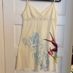 Women's Cream Sleepwear with Mermaid Design